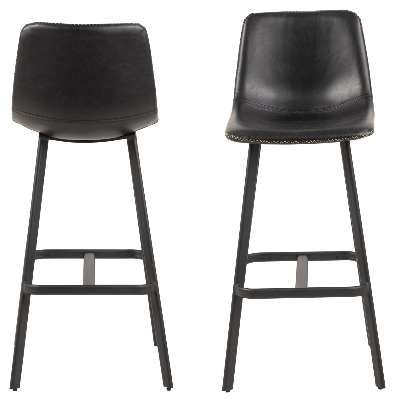 Scaun de bar Oregon, Actona, 46.5x50x103 cm, piele ecologica/otel, negru - view 8