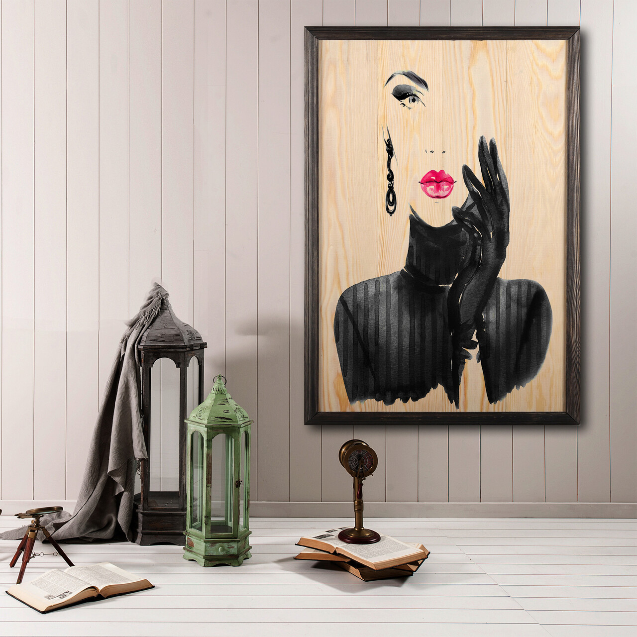 Tablou decorativ, Woman Silhouette, Lemn, Lemn, Multicolor