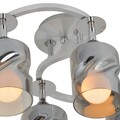 Plafoniera, Evea, L.55 l.38 H.26 cm, 6 x E27, 60W, metal/sticla, argintiu/alb