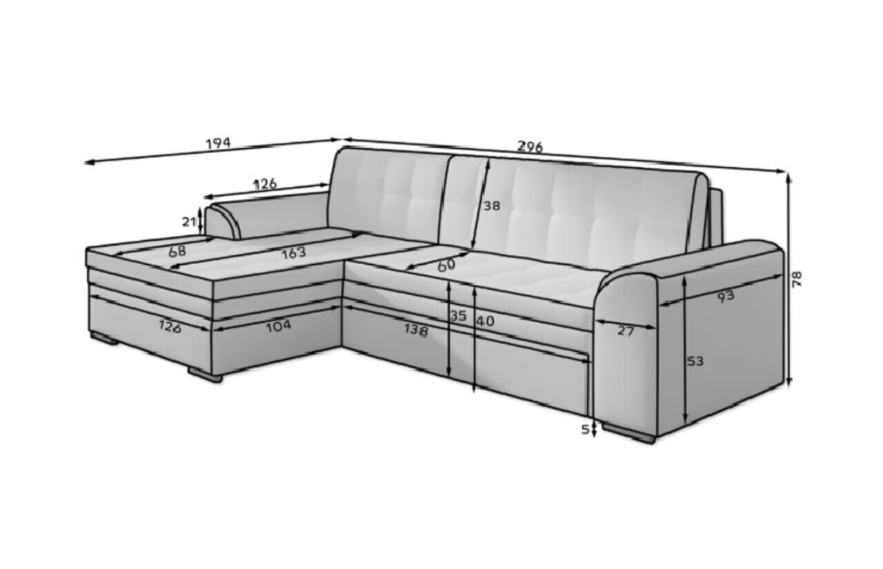 Coltar extensibil dreapta 4 locuri, ELTAP, Sorento, 296x194x78 cm, lemn/poliester, gri inchis/alb - view 4