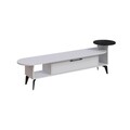 Comoda TV, Decortie, Ada, 188 x 42.6 x 40 cm, pal melaminat, alb/negru