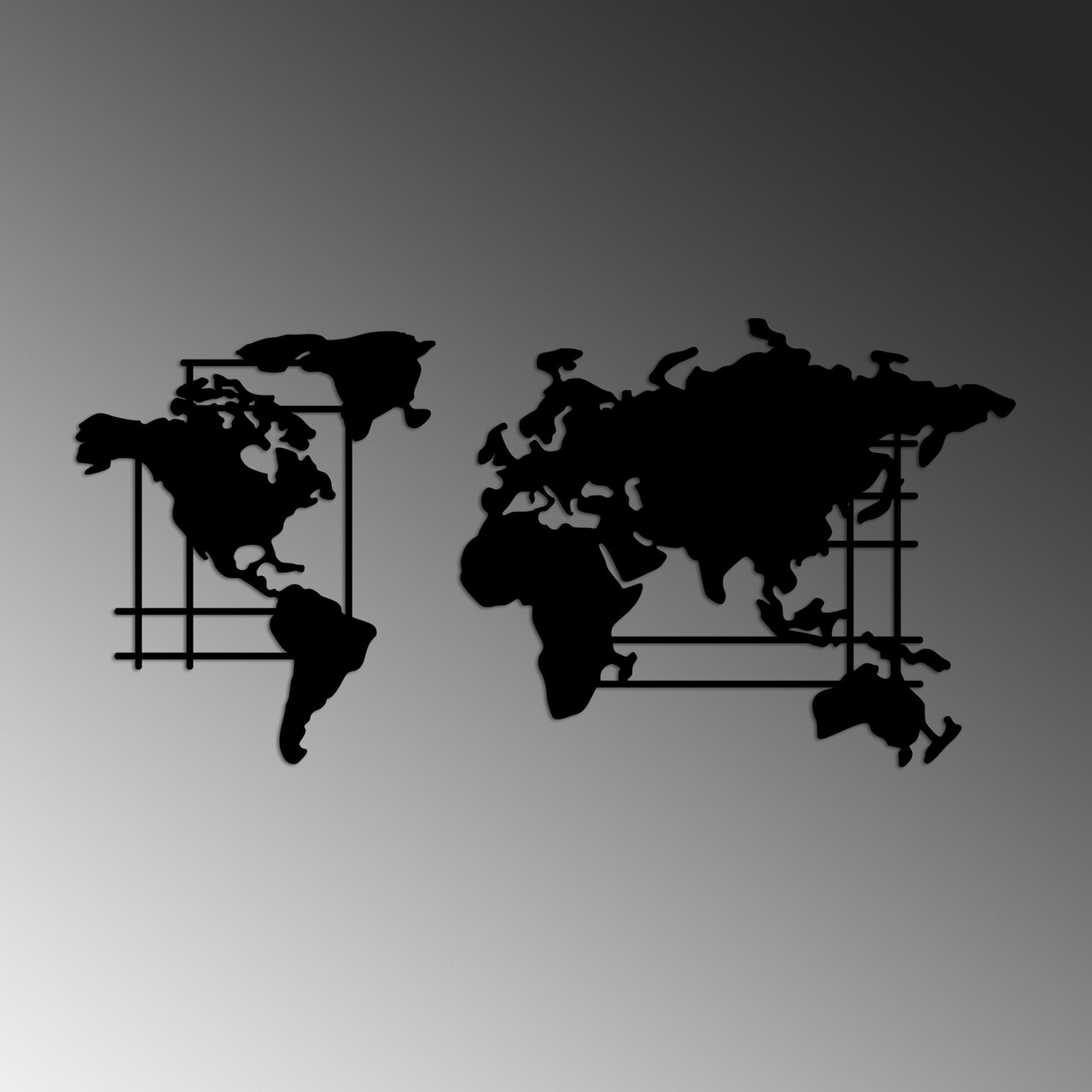 Decoratiune de perete, World Map, Dimensiune: 120 x 56 cm, Negru - view 4