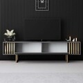 Comoda TV, Bexley, Gold Line, Antracit / Aur