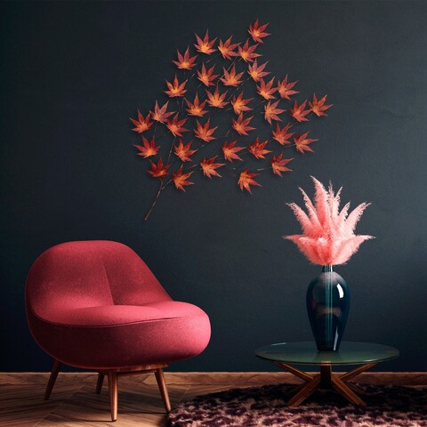 Decoratiune de perete, acer palmatum, metal, dimensiune: 85 x 115 x 4 cm, multicolor