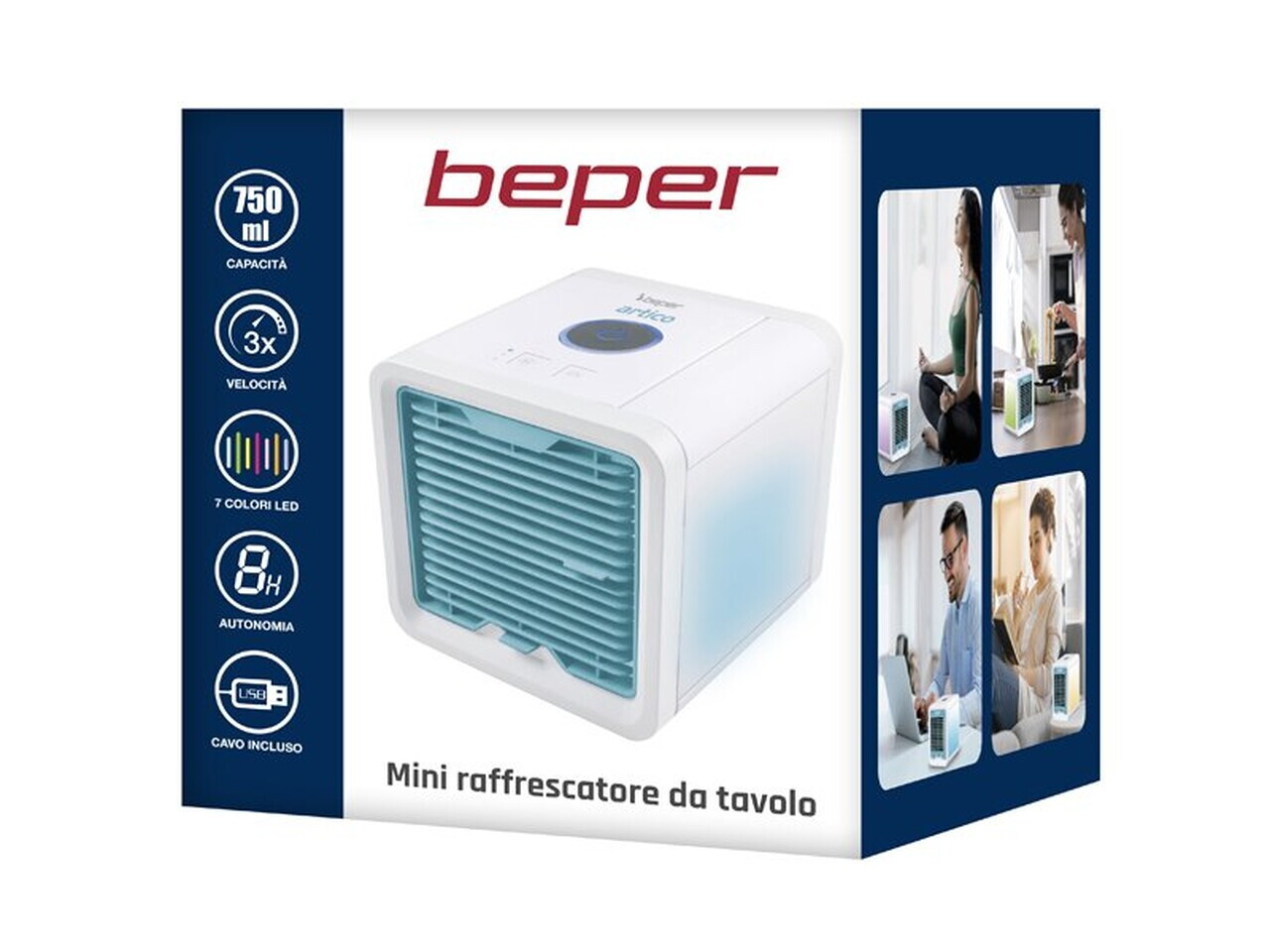 Mini racitor de aer Beper, 16.5x17x16.5 cm, 5W, 750 ml, ABS, alb - view 8
