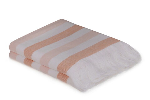 Set prosoape de mână (2 bucăți), hobby, stripe, bumbac, somon/alb