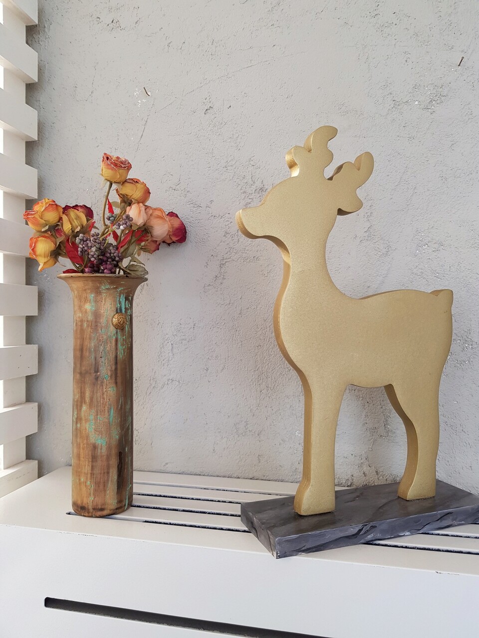 Decoratiune, Mini Deer, 30x8x20 cm, Placaj, Auriu - 1 | YEO