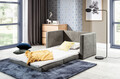 Canapea extensibila 2 locuri, ELTAP, Neva, 132x70x62 cm, lemn/poliester, gri inchis