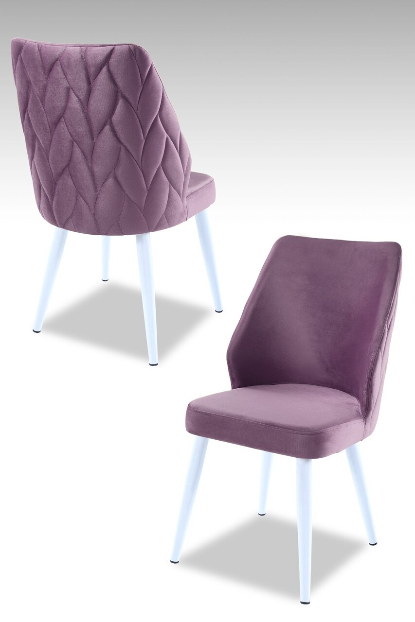 Set scaune 2 piese, Beckley, Pufi, Liliac / Alb
