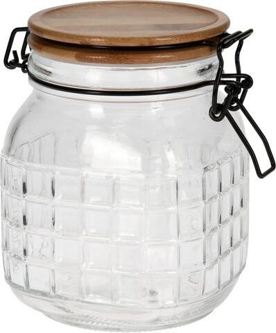 Borcan cu capac, 1100 ml, 13.9×11.6×15 cm, sticla