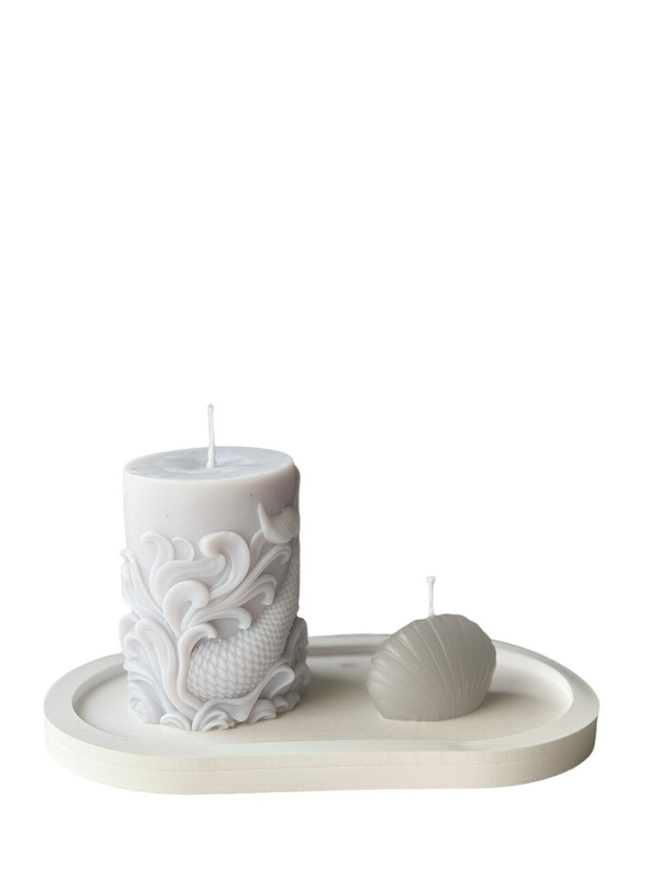 Set de lumanari, Glamour Candle 40ST, Beton, Gri/Alb
