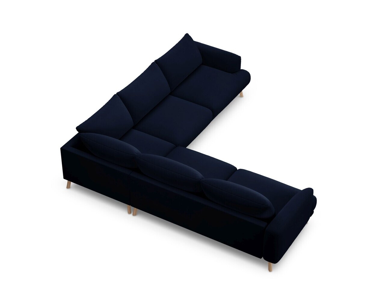 Coltar simetric 5 locuri, Naomi, Micadoni Home, 280x280x75 cm, catifea, albastru regal — imaginea 3