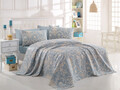 Set cuvertura pique dubla 3 piese, Tuval - Blue, EnLora Home, Bumbac