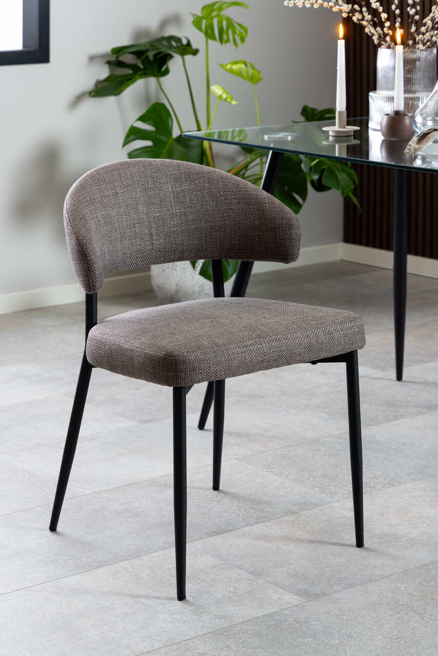 Scaun Edina, Actona, 56x55x77 cm, tesatura structurata/otel, gri maro deschis - view 5