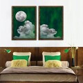 Set 2 tablouri decorative, BUL007, MDF, Imprimat UV, Verde / Alb / Nuc