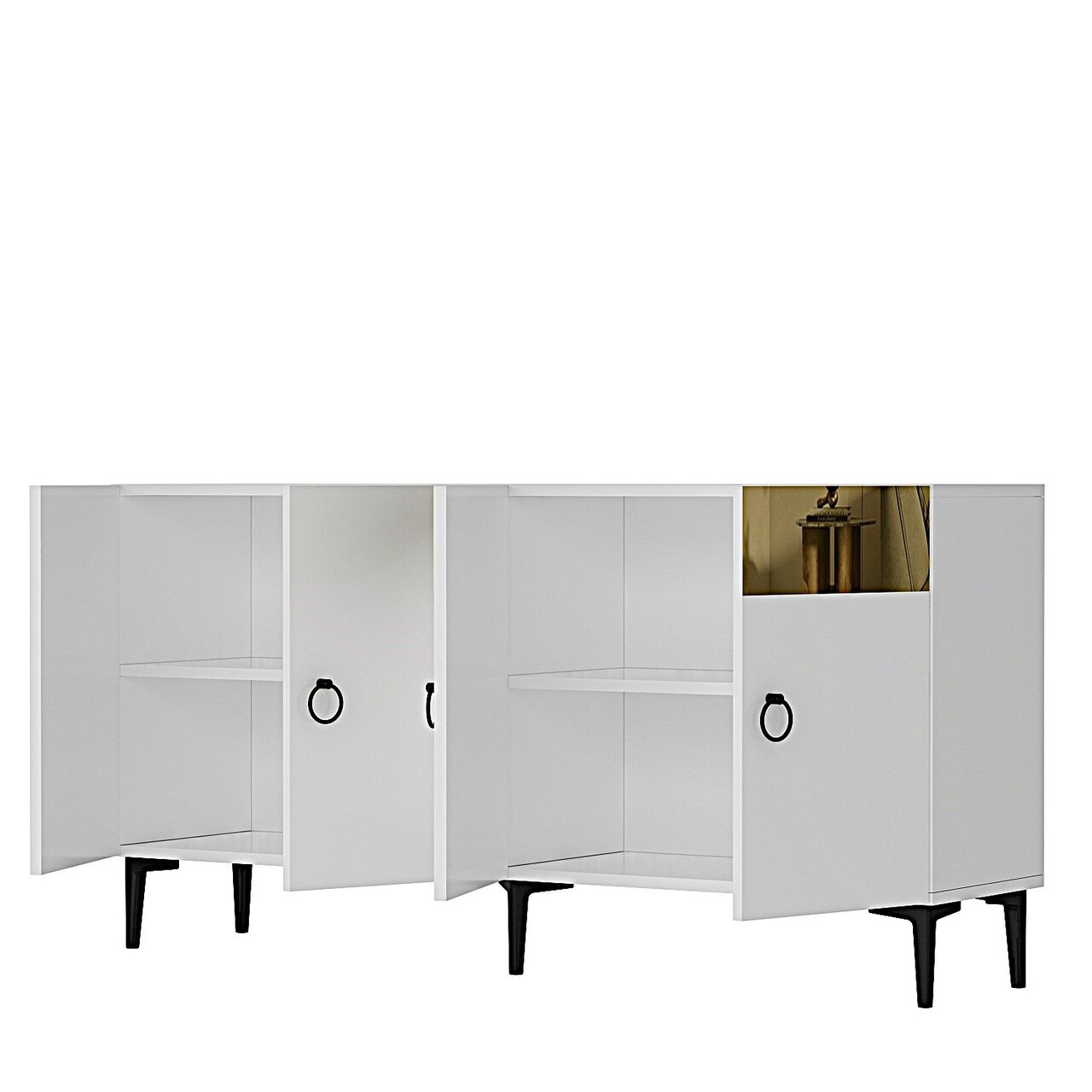 Consola, Hanah Home, Gama 150, 150x75x32 cm, PAL , Alb/Auriu - view 5