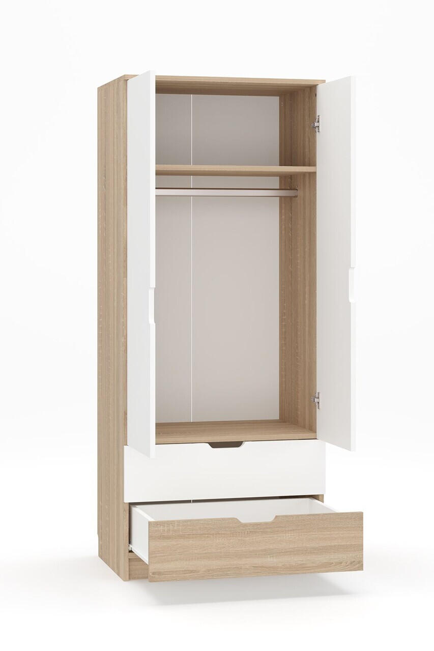 Dulap pentru haine, Hanah Home, Lento, 75x180x52.5 cm, PAL, Stejar Sonomo / Alb — imaginea 5