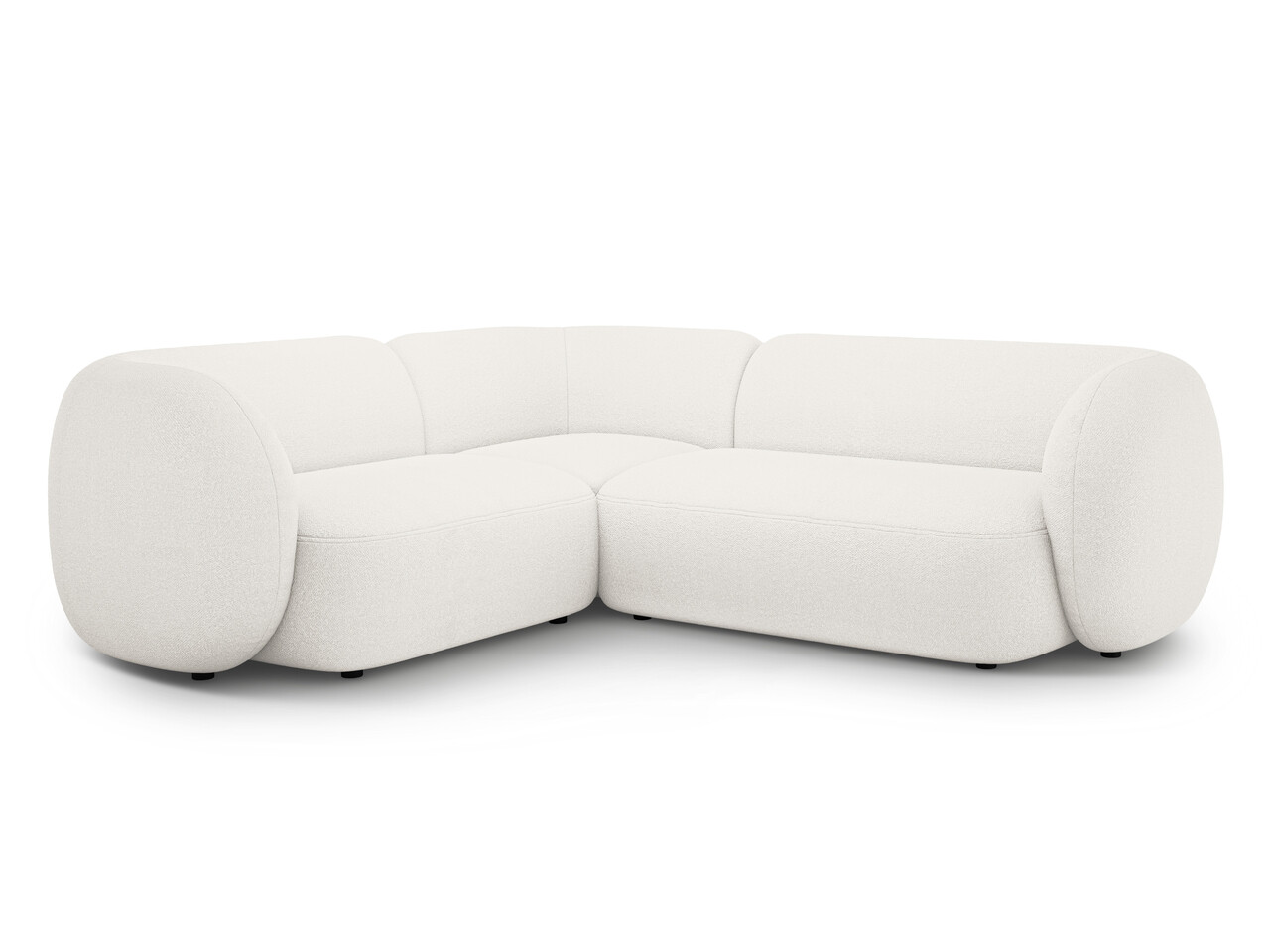 Coltar stanga 4 locuri, Kate, Micadoni, 252x220x76 cm, tesatura boucle, alb