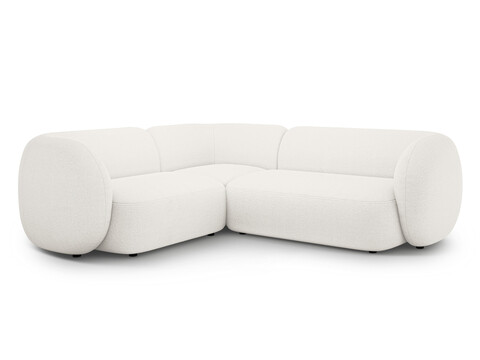 Coltar stanga 4 locuri, Kate, Micadoni, 252x220x76 cm, tesatura boucle, alb