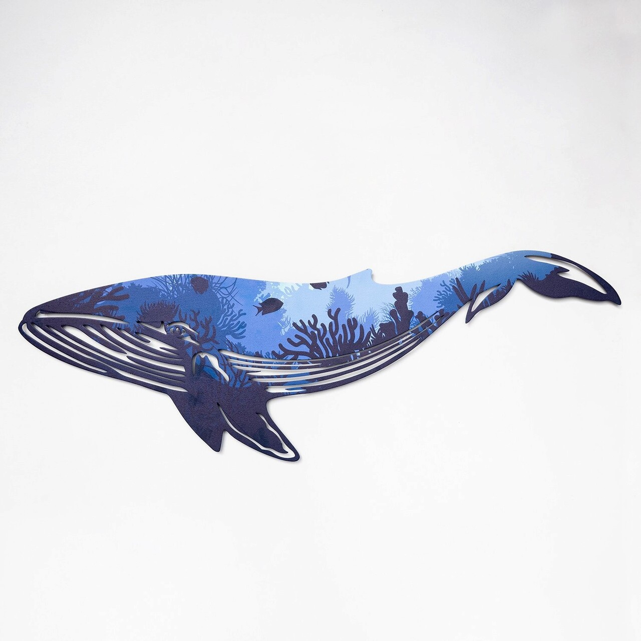 Decoratiune de perete, Reef Whale Metal Wall Art, metal, 94 x 31 cm, Multicolor - imagine 4
