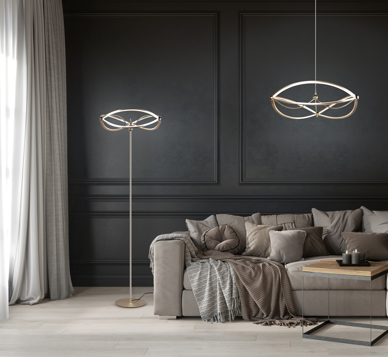 Lampadar Charivari, TRIO, 52x175 cm, 31W, 1x SMD LED, metal, bronz mat
