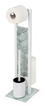 Suport hartie igienica si perie toaleta, Wenko, Samoa, 18 x 70 x 23 cm, inox/sticla temperata/polipropilena, alb
