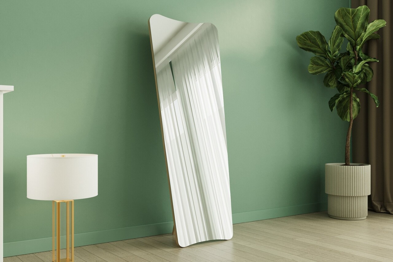 Oglinda decorativa, Siam, Vitros Ayaklı, 55x150x2.2 cm, Nisip - 1 | YEO