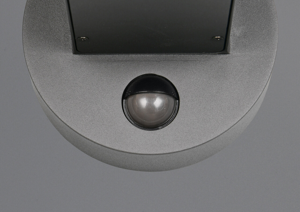 Aplica de perete pentru exterior cu senzor Fraser, TRIO, 19x25x24.5 cm, 10W, 1x E27, aluminiu, gri