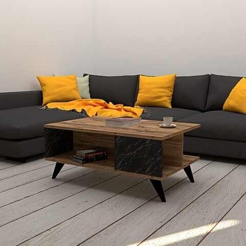Masuta De Cafea Yuka, Puqa Design, 90x60x39,5 Cm, Aluna/negru