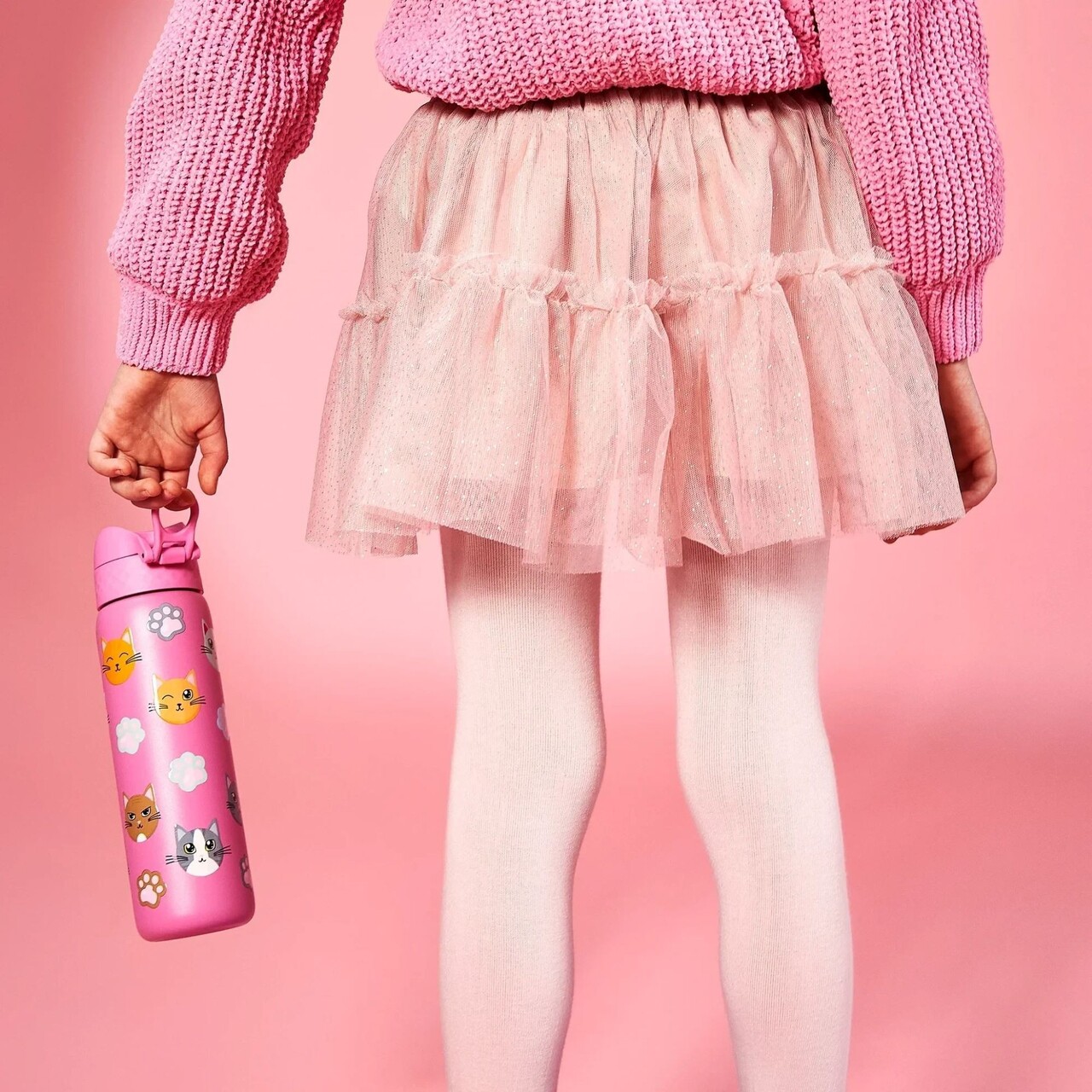 Sticla apa pentru copii Slim, inox, 600ml, Cats - Ion8 - imagine 8