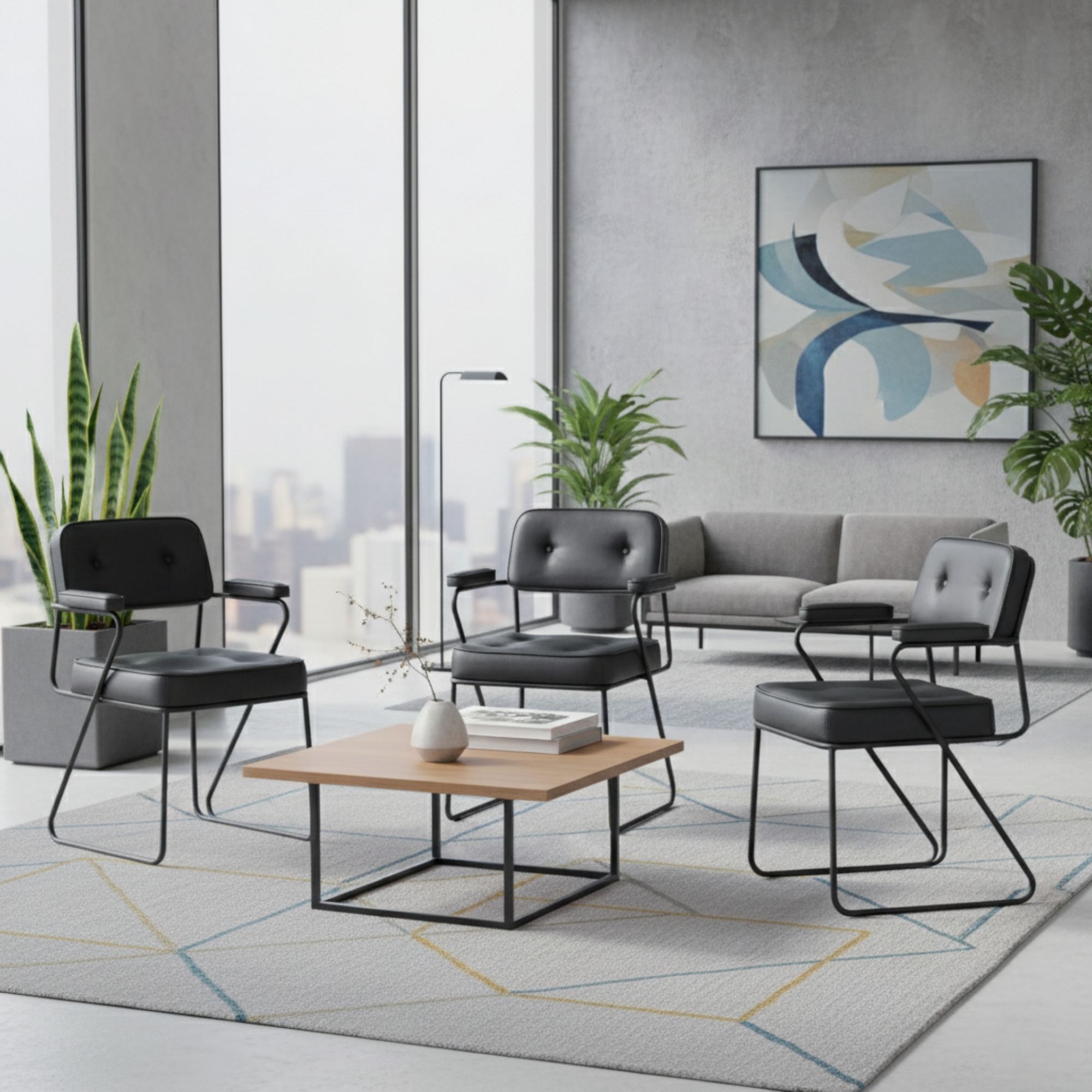 Scaun de birou, Hanah Home, Jupoi 47, 47x87x60 cm, Metal, Negru