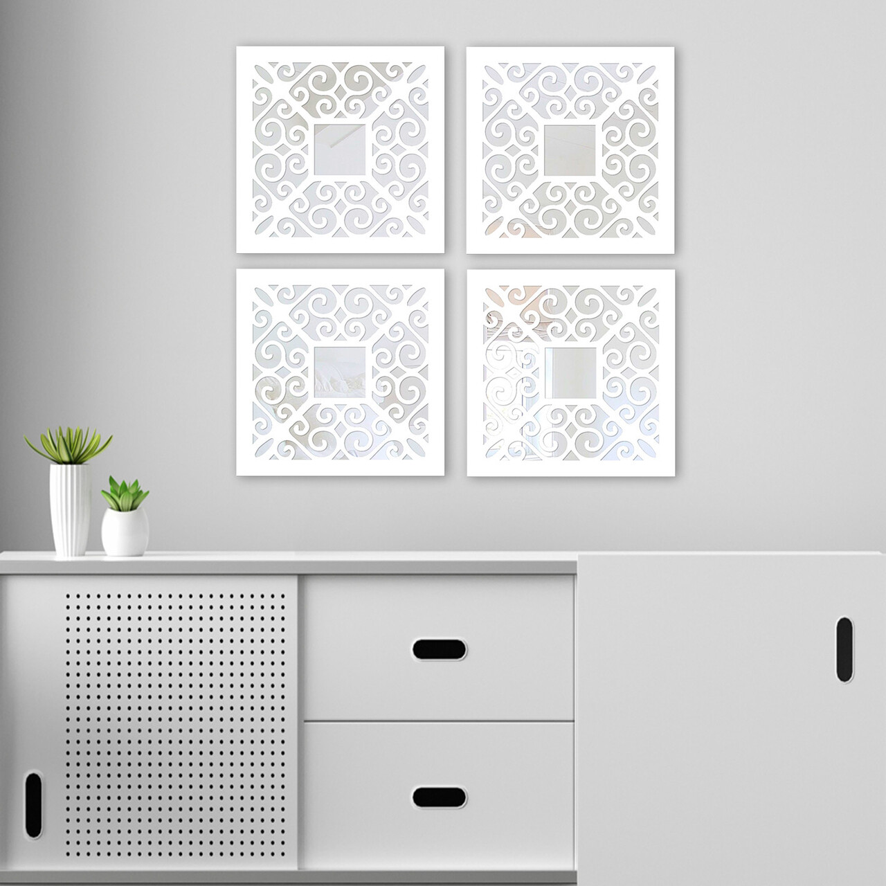 Set 4 oglinzi decorative BYZ06833628 MDF Argintiu