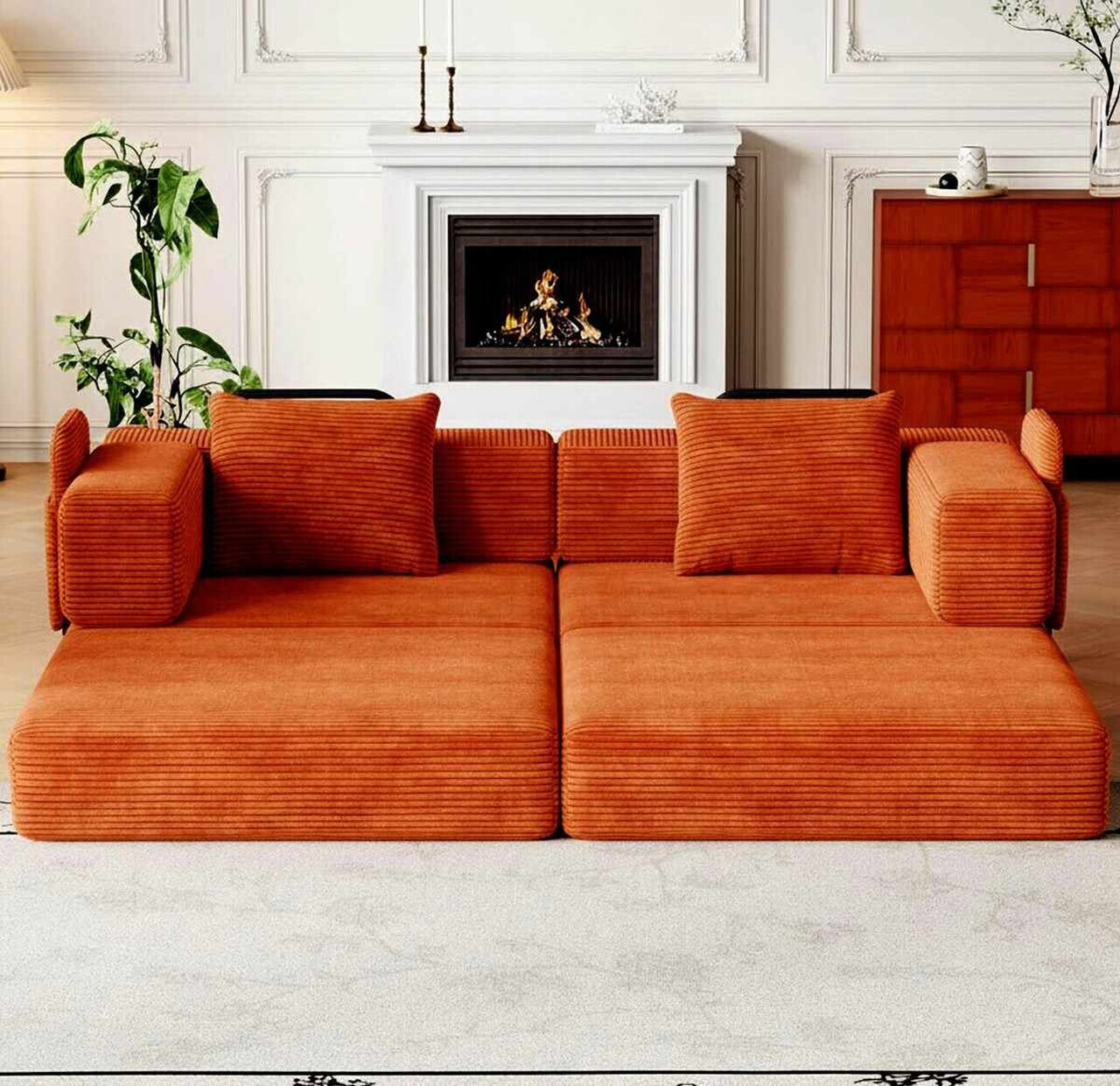 Canapea extensibila 3 locuri, Atelier del Sofa, 326NYR1155, Caramiziu — imaginea 7