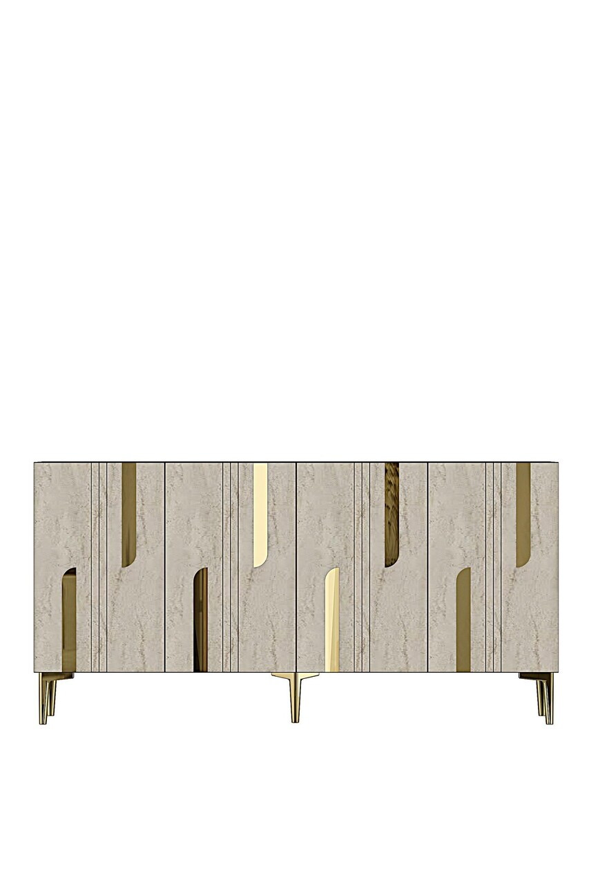 Consola, Hanah Home, Nota 150, 150x75x32 cm, Antracit / Travertin / Auriu — imaginea 5