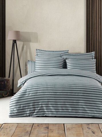 Lenjerie de pat dubla, Water Yollu Saten - Green, EnLora Home, 70% bumbac/30% poliester