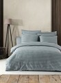 Lenjerie de pat dubla, Water Yollu Saten - Green, EnLora Home, 70% bumbac/30% poliester