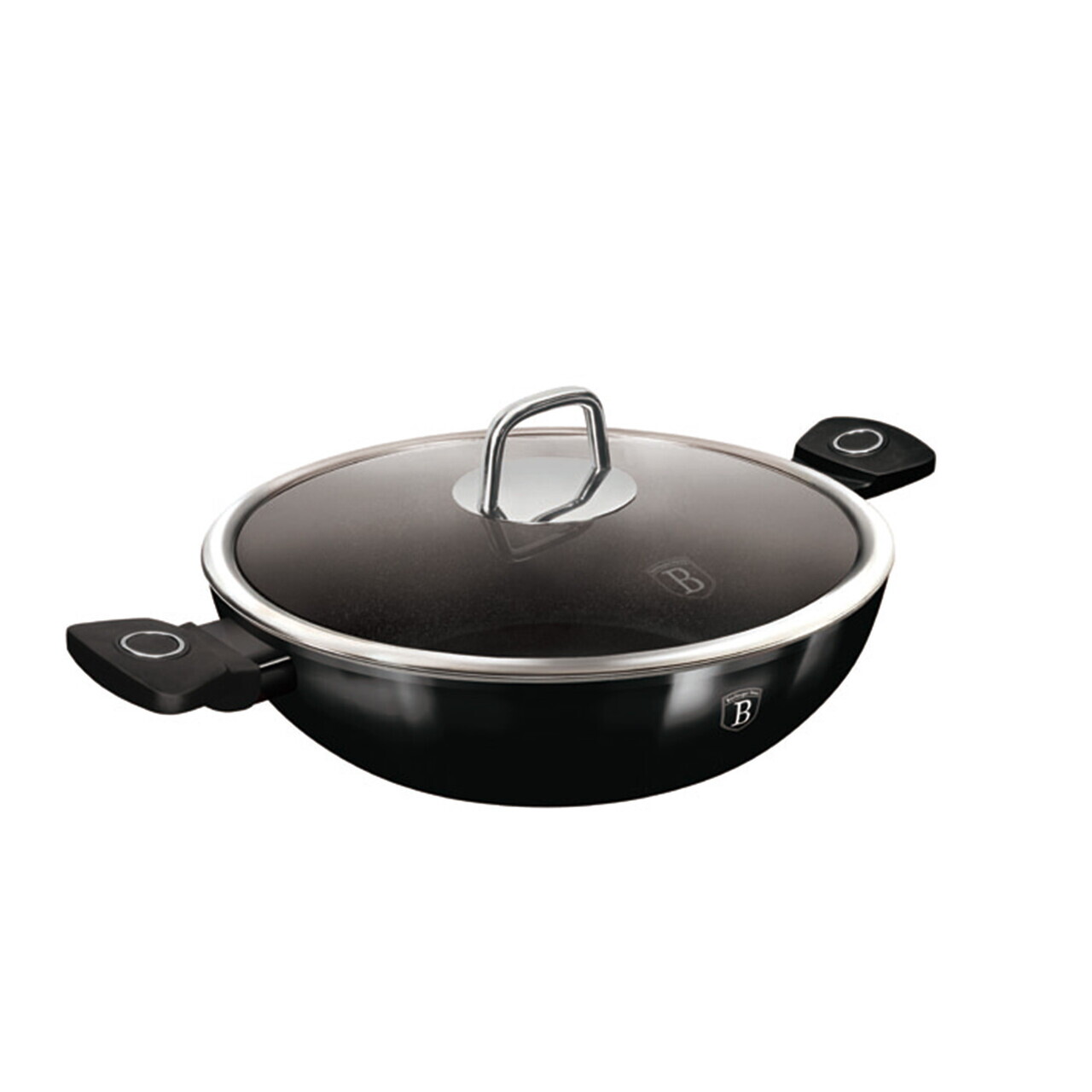 Tigaie Wok cu capac Berlinger Haus, Black Vantage, 30 cm, aluminiu forjat, negru lucios - imagine 3