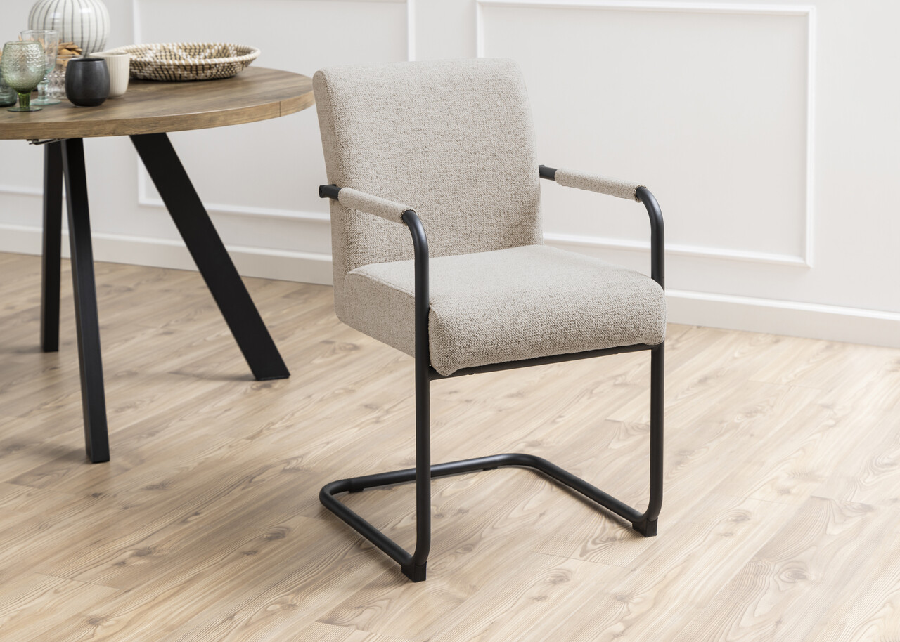 Scaun Adele, Actona, 50.5x64.5x84.5 cm, tesatura Boucle/otel, bej - view 6