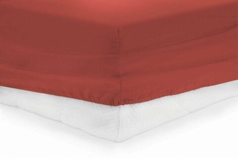 Cearceaf de pat cu elastic Red Heinner, 90x200 cm, 100% bumbac, rosu