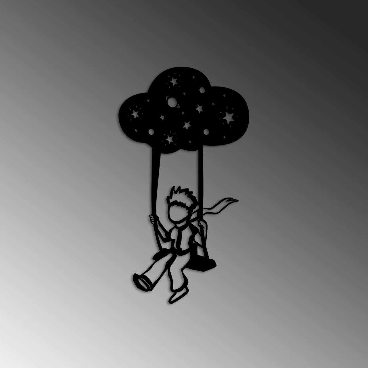Decoratiune de perete, The Little Prince 6, Dimensiuni: 34 x 62 cm, Negru - view 4