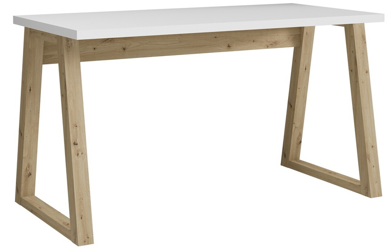 Birou ADRK, Iwo, 135x65x75.2 cm, PAL laminat, alb/artisan — imaginea 2