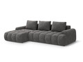 Coltar extensibil stanga 3 locuri, Linz, Cosmopolitan Design, 275x142x84 cm, catifea, gri