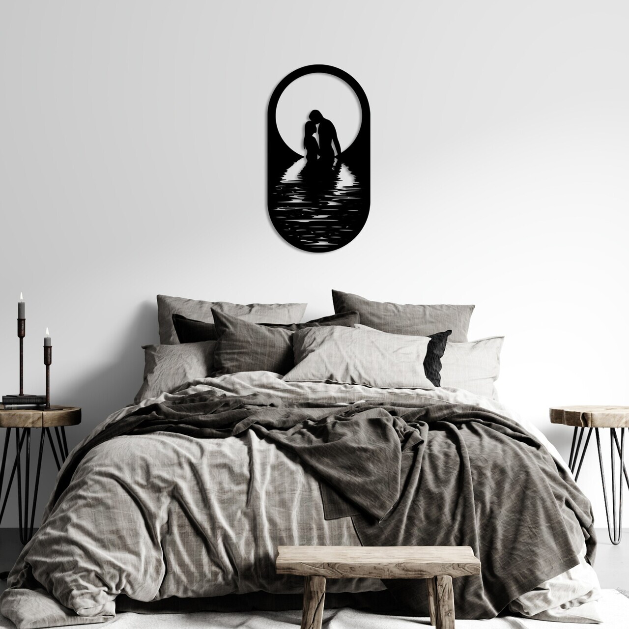 Decoratiune de perete, Romantic, Dimensiuni: 56 x 30 cm, Negru — imaginea 4
