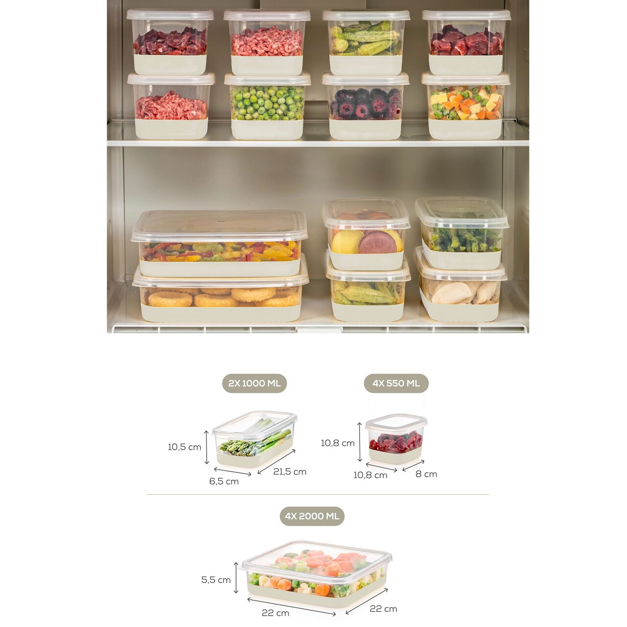 Set organizatoare frigider, Hermia, 964FRM3439, Dimensiune: 10,5 x 21,5 x 6,5 cm / 1000 ml (2 bucăți) , Gri - view 6