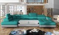 Coltar extensibil stanga 6 locuri ELTAP, Rod-18, Rodrigo, 345x202x90 cm, lemn/poliester, albastru/gri