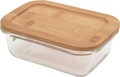 Caserola din sticla cu capac din bambus, 14.5x10x5.5 cm, 370 ml