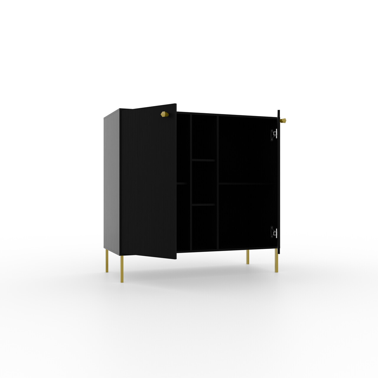 Comoda ADRK, Tili 2D 3P, 100.2x40.8x95 cm, PAL laminat, negru — imaginea 3