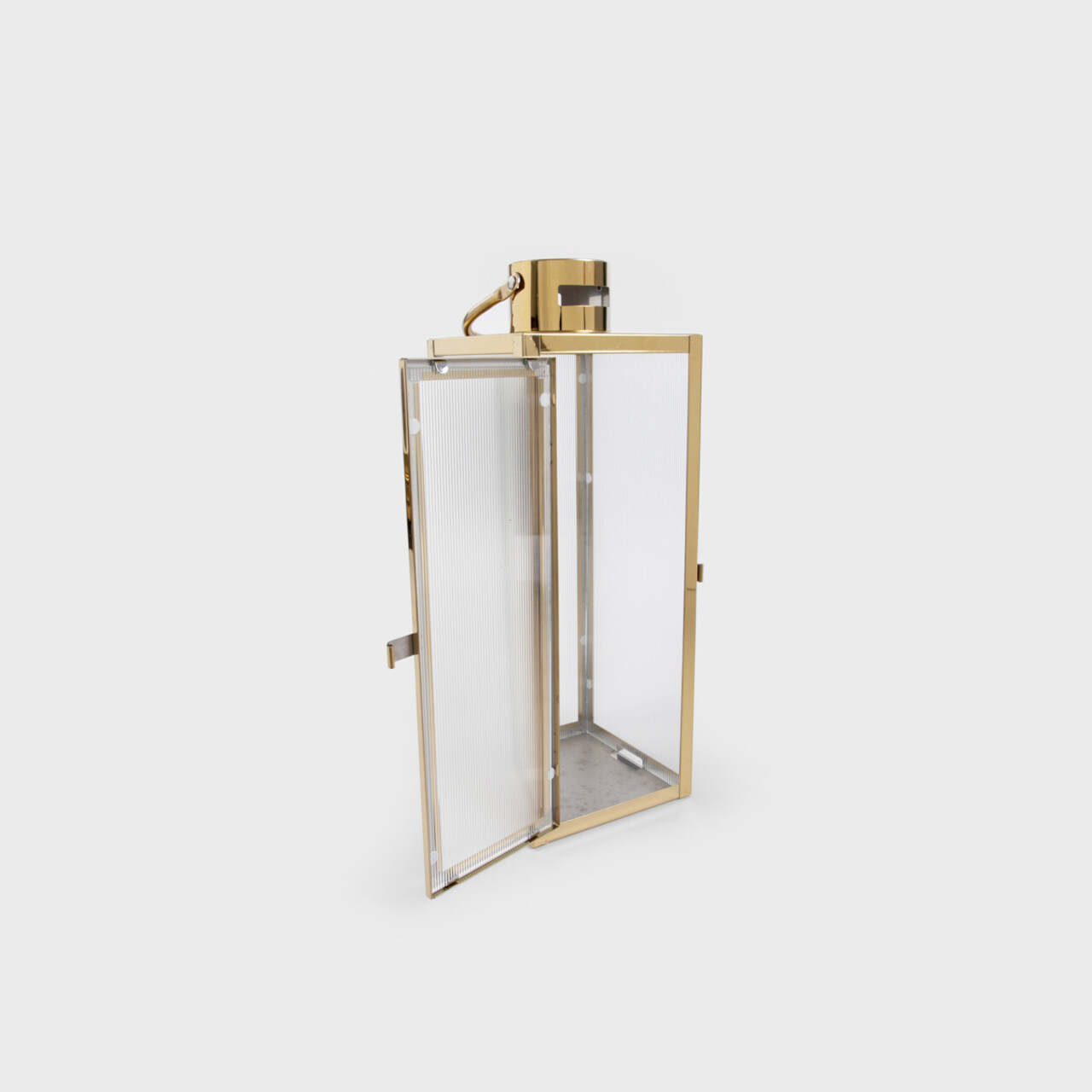 Felinar Tondo, Homla, 14x14x39 cm, metal/sticla striata, auriu