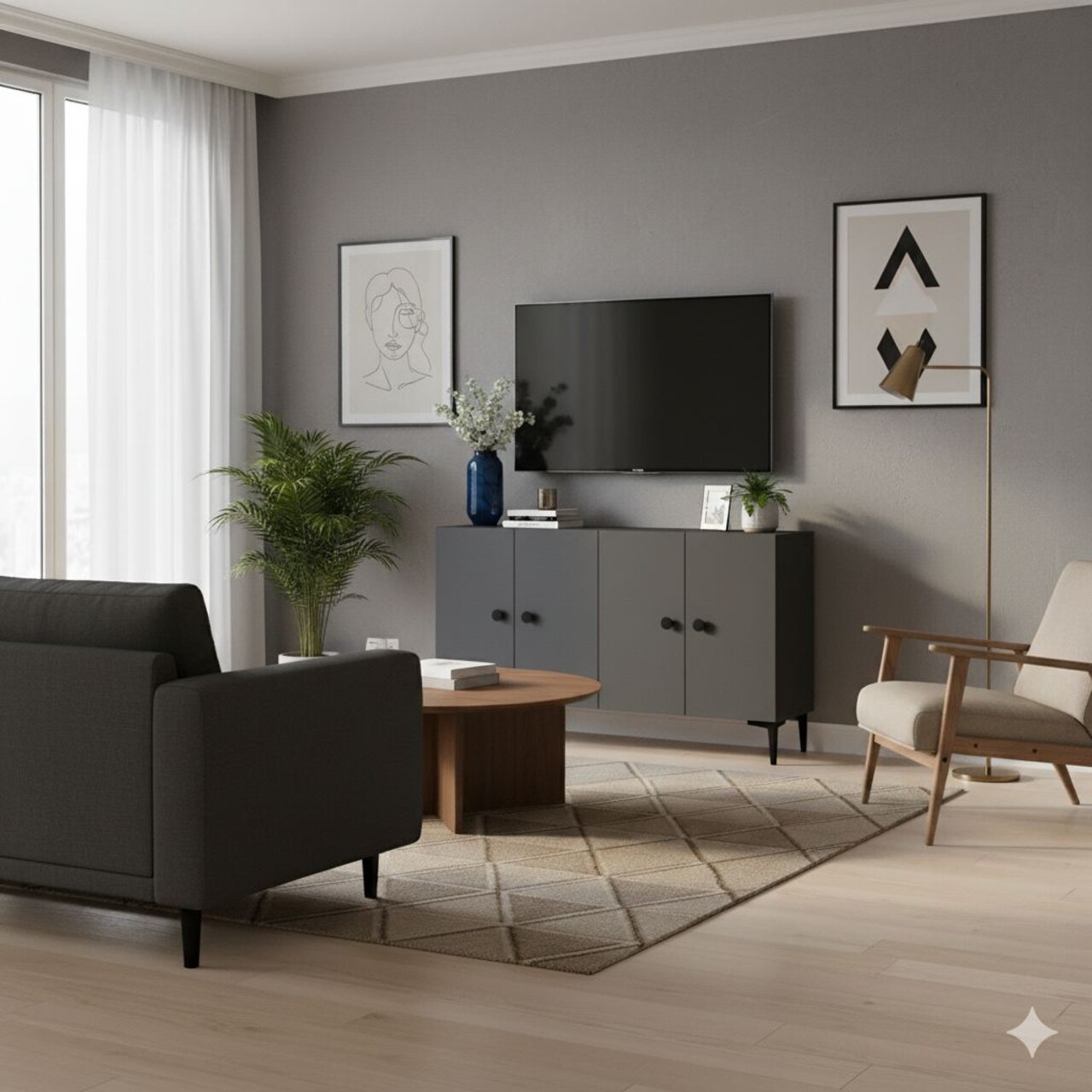 Consola, Hanah Home, Pella 120, 120x75x32 cm, Antracit - view 4
