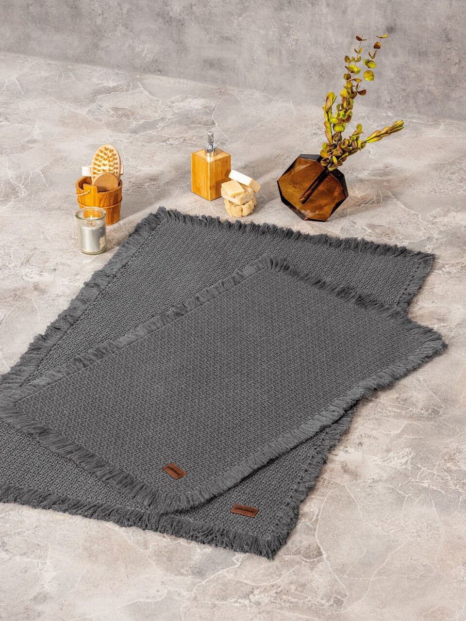 Set covorase de baie, Cotton Box, Bath Rug, Bumbac , Antracit